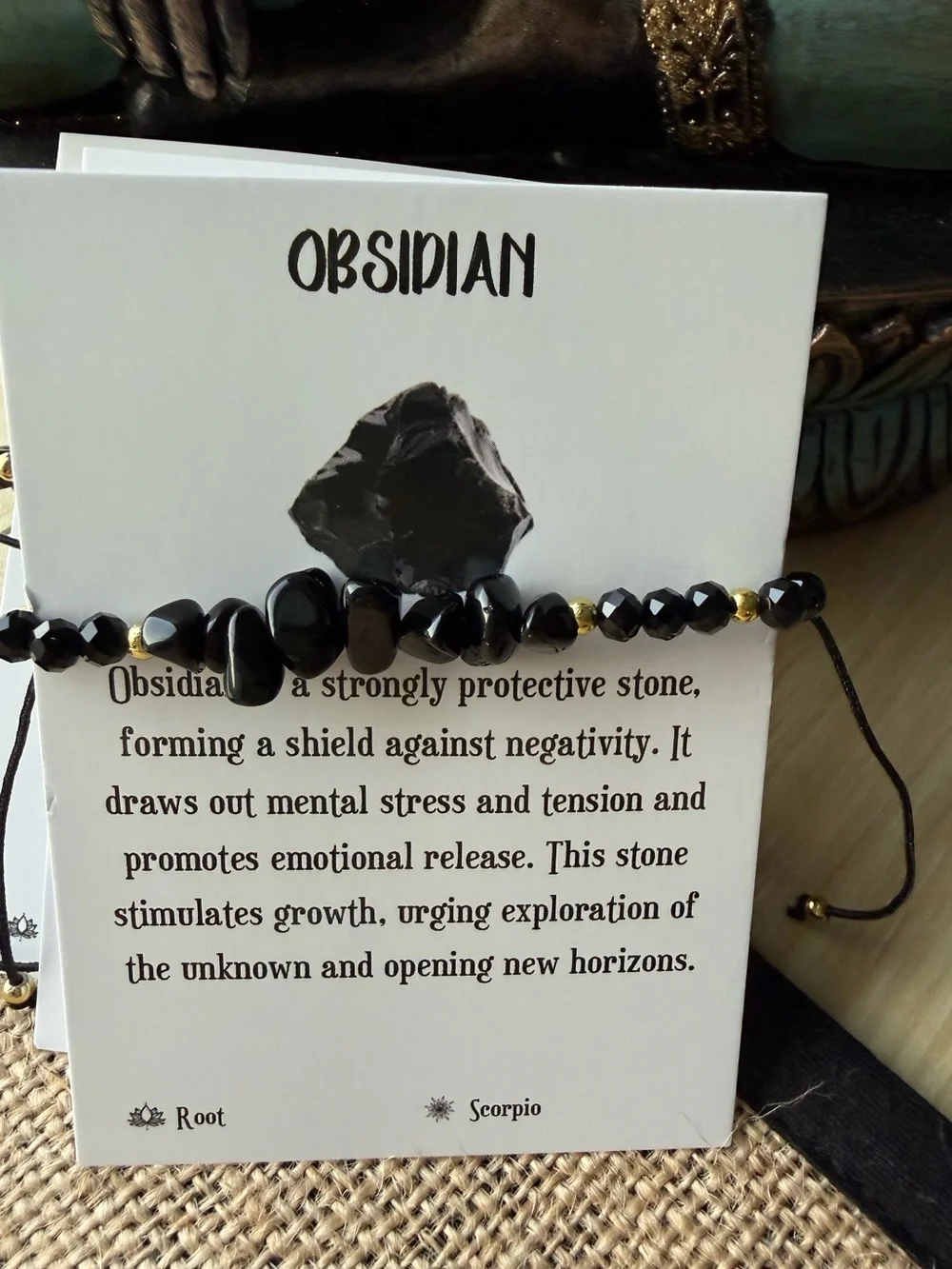 Obsidian Beaded Protective Bracelet - Black